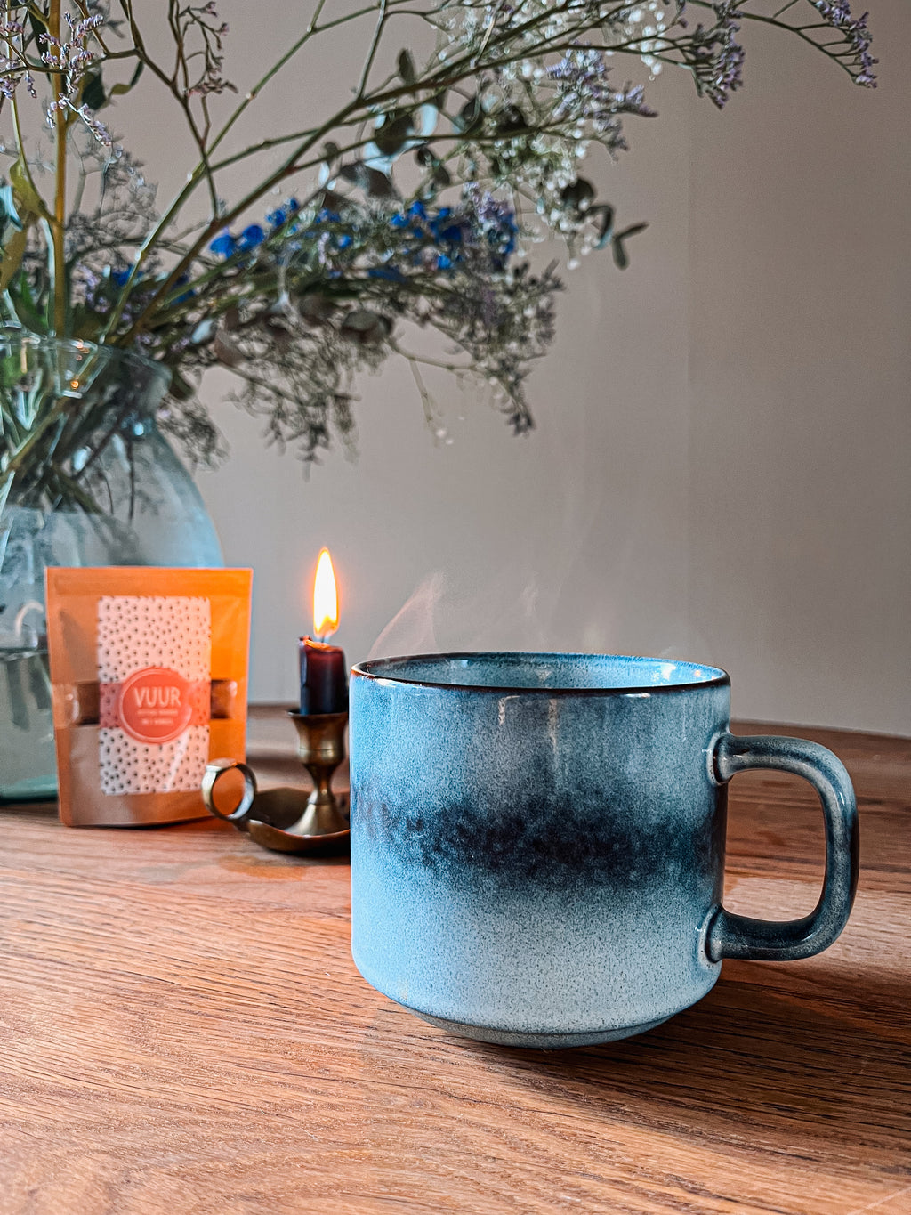 Aardewerk mok blauw | 500 ml