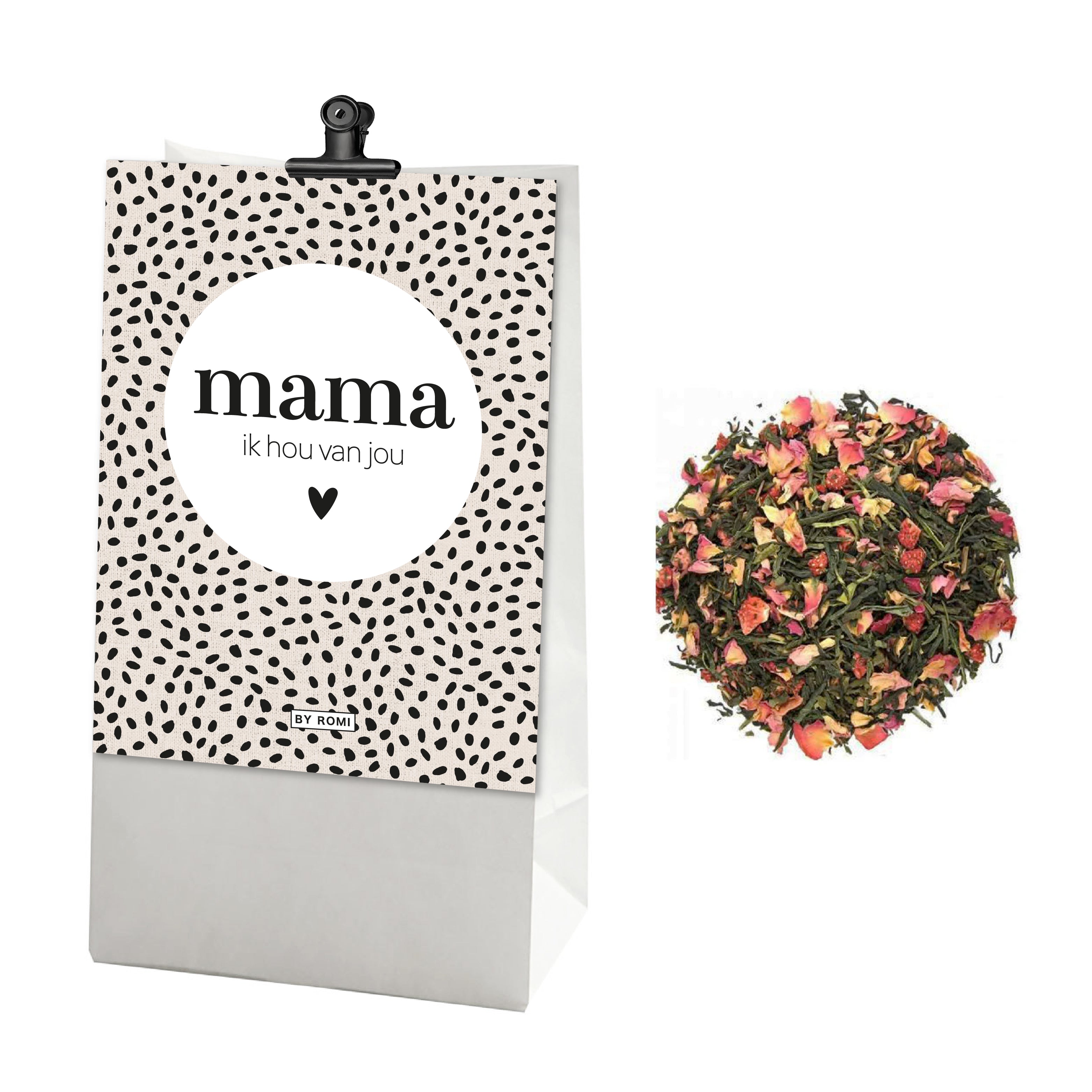 Thee in zakje met kaart  | Mama ik hou van jou