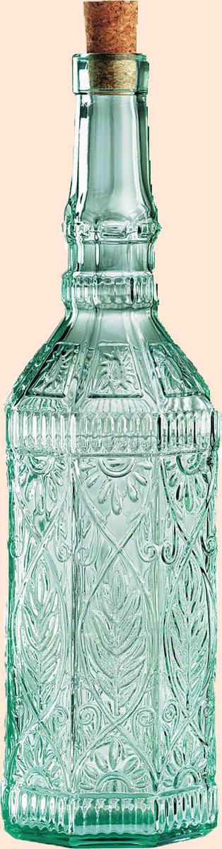 Glazen oliefles met motief