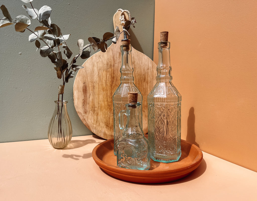 Glazen olie- en azijnfles Sun & Moon